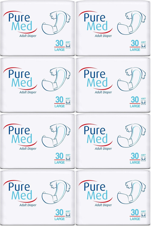 Yetişkin Bezi Bel Bantlı Tekstil Yüzey L - Büyük - Large 240 Adet (8PK*30)