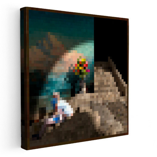 Kare Kanvas Tablo Bouquet Piksel Minecraft Tablosu Ev Ofis Salon Duvar Dekoru