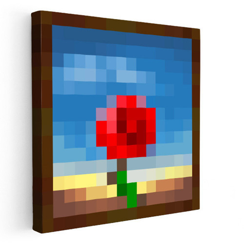 Kare Kanvas Tablo Meditative Piksel Minecraft Tablosu Ev Ofis Salon Duvar Dekoru