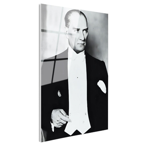 Tamperli Gerçek Cam Tablo Atatürk Frak Giyim Atatürk Tablosu Duvar Dekoru