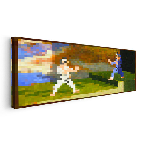 Yatay Panoramik Kanvas Tablo Fighters Piksel Minecraft Tablosu Ev Ofis Salon Duvar Dekoru