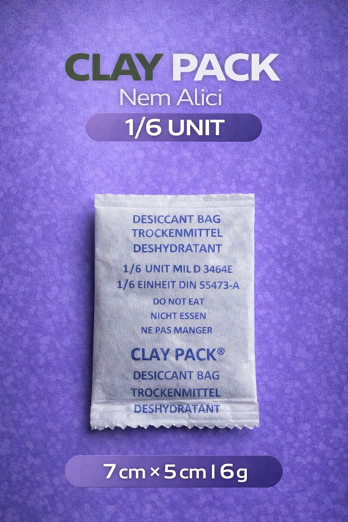 CLAY PACK AKTİF KİL NEM ALICI 1/6 UNİT ( 7 CM X 5 CM - 6 g ) 1000 ADET