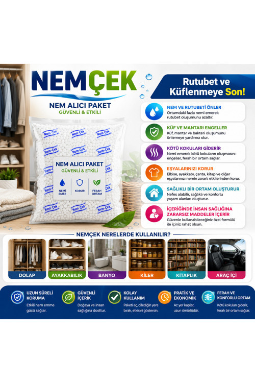 Nemçek Nem Alıcı Rutubet Giderici Koku ve Küf Önleyici (3 PAKET) 750 gr