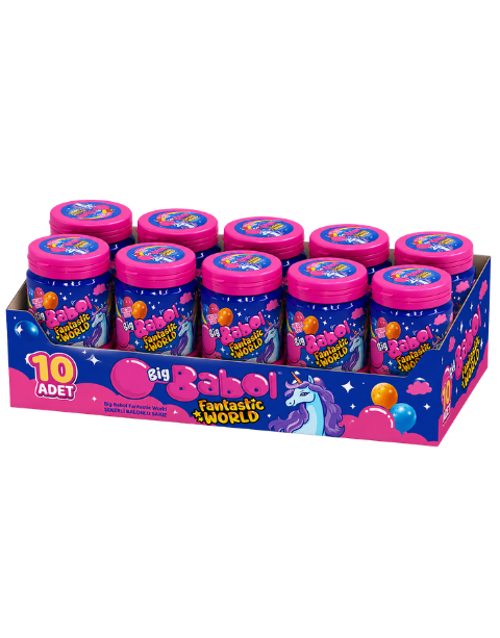 Fantastic World Çilek, Muz ve Yaban Mersini Aromalı Balonlu Sakız 90 GR X 10 Adet