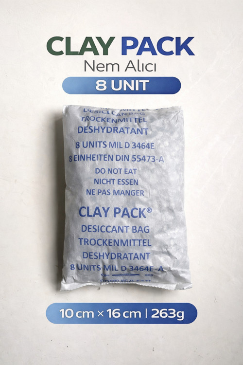 CLAY PACK AKTİF KİL NEM ALICI 8 UNİT ( 10 CM X 16 CM - 263 g ) 24 ADET