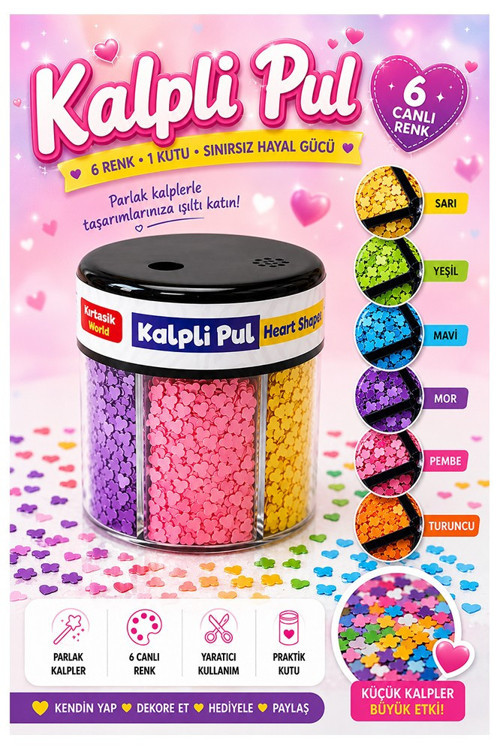 Kalpli Pul Standlı 6 Renk 60gr 1 Paket Bubu Parlak Pul Okul Sınıf Etkinlik Resim Dekarasyon Hobi Süsleme Sanat