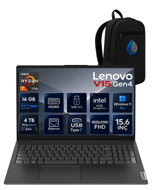 V15 G4 IRU 82YY0013TRRNP04 AMD Ryzen 7 7730 16 GB DDR4 RAM 4 TB NVMe SSD AMD Radeon Graphics Windows 11 Pro 15.6"