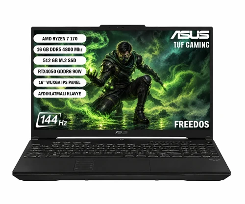 TUF Gaming A16 FA607NUQ-RL048-Gaming AMD Ryzen 7 170 16GB 512GB SSD RTX 4050 6GB 16'' FHD+ Fdos