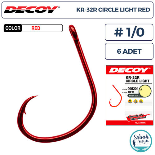 KR-32R Circle Light Delikli Olta İğnesi Kırmızı #1/0 (6 Adet)