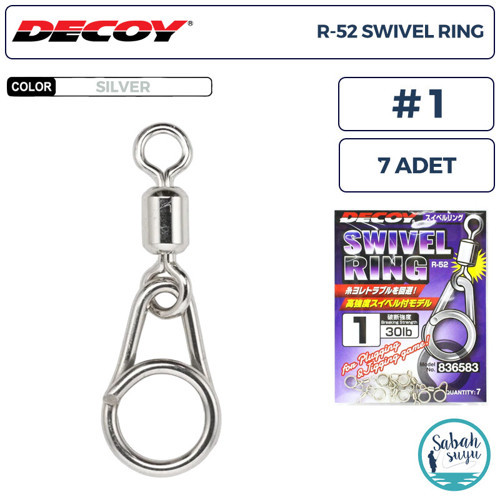 R-52 Swivel Ring Fırdöndülü Klips Silver #1 (30lb) (7 Adet)