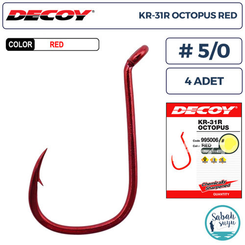 KR-31R Octopus Delikli Olta İğnesi Kırmızı #5/0 (4 Adet)