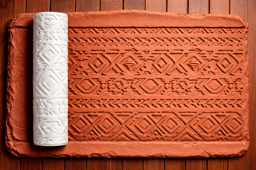 Model 014 - Kilim Motifi - Polimer Kil Doku Oklavası / Seramik Çamuru Desen Rulosu