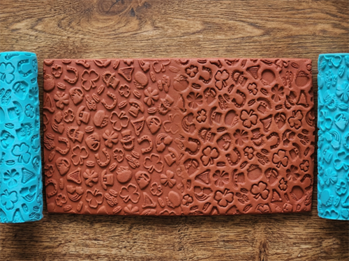 Model 227 - Deboss & Emboss İkili Set - Polimer Kil Seramik Çamuru Doku Oklavası