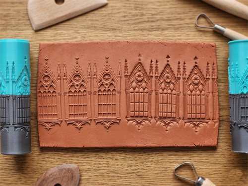 Model 205 - Gothic Katedral - Deboss & Emboss İkili Set - Polimer Kil Seramik Çamuru Doku Oklavası