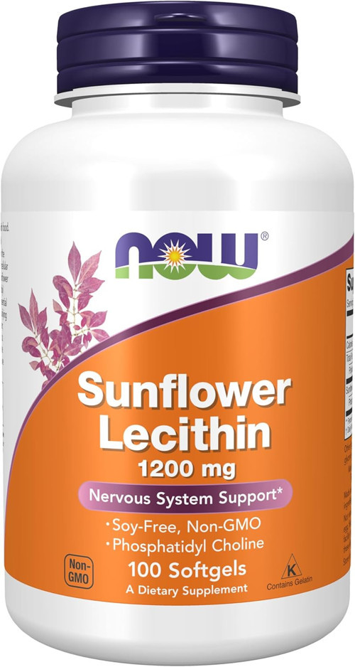 Sunflower Lecithin Phospholipids Choline Nervous System Support 1,200 mg, 100 Softgels