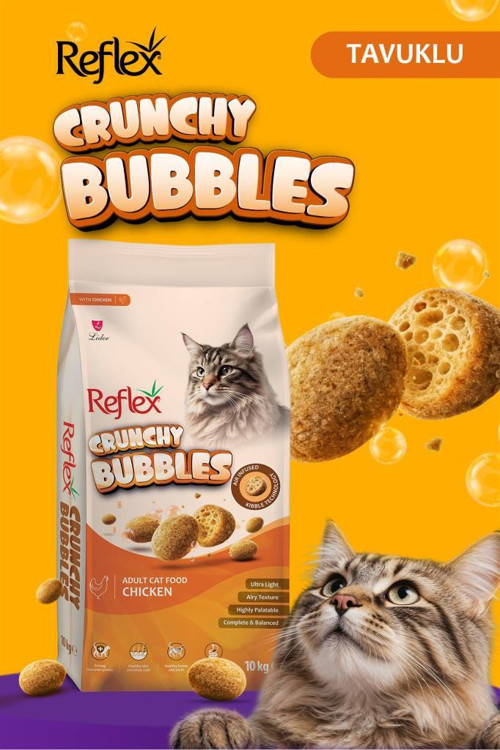 CRUNCHY BUBBLES TAVUKLU YETISKIN KEDI MAMASI 10 KG