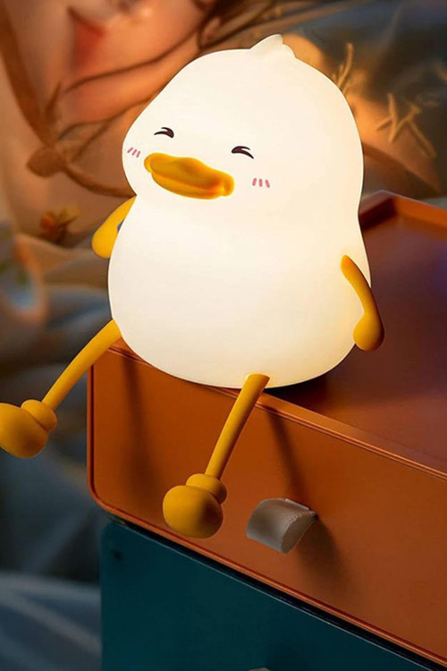 Çocuk Bebek Odası Canard Figür Gece Lambası LED Işıklı Sevimli Figürlü Dokunmatik Silikon �