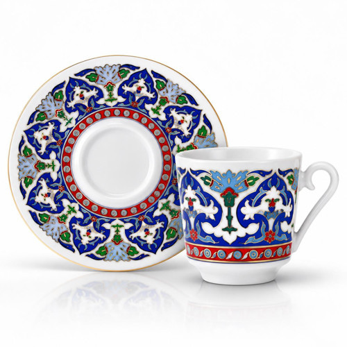 Porselen Hand Made 4 Parça 2 Kişilik Kahve Fincanı 90 ML