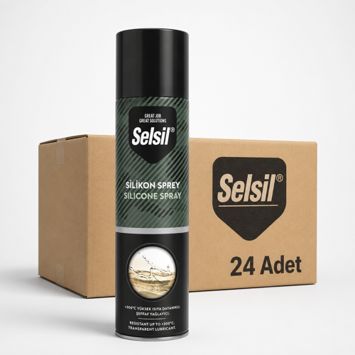 Silikon Sprey 500 ml Şeffaf Yağlayıcı Su İtici ve Ses Önleyici Bakım Spreyi 24 Adet