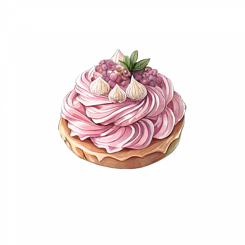 Mor Üzümlü ve Meringue'li Pembe Kremalı Tartalet
