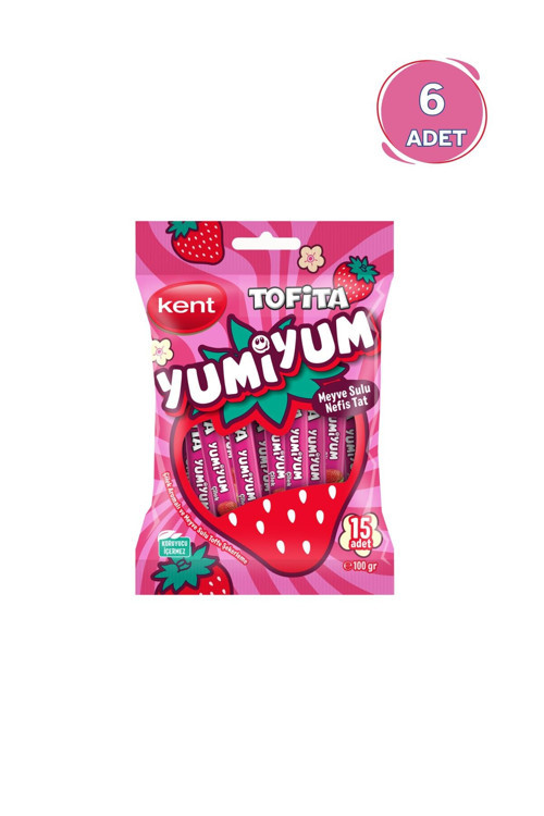 Kent Tofita Yumiyum Çilek Aromalı Şeker 100 g - 6 Poşet