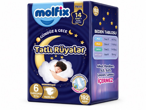 Tatlı Rüyalar Bebek Bezi 6 Beden15+ KG Extra Large 192 Adet Avantaj Fırsat Pk