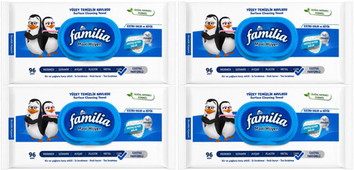 Yüzey Temizlik Havlusu 96 Yaprak Maxi Hijyen Kabartma Doku Plastik Kapaklı 4 Lü Set 384 Yprk