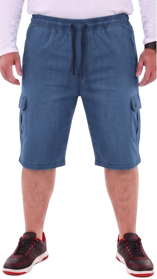 Erkek Battal Beden 115-176 Kilo Arası İçin Uygun Dizaltı Kargo Cepli Likralı Uzun Jeans Kapri