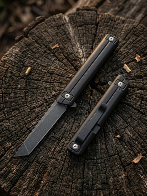 Knivox Browning Profesyonel Siyah Tanto Namlu D2 Çelik Çakı - Ultra İnce Tasarım