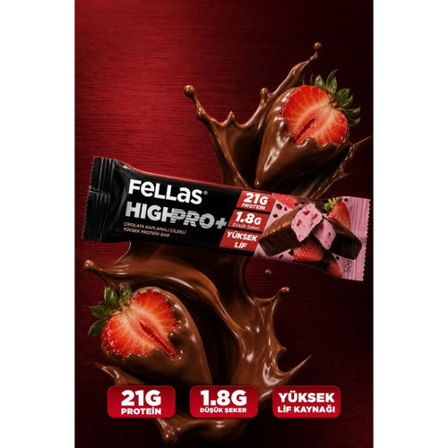 Çikolata Kaplı HighPro Protein Bar - Çilekli (50 g) x 12 Adet