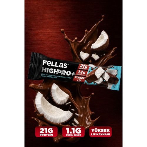 Çikolata Kaplı HighPro Protein Bar - Hindistan Cevizli (50 g) - 12 Adet