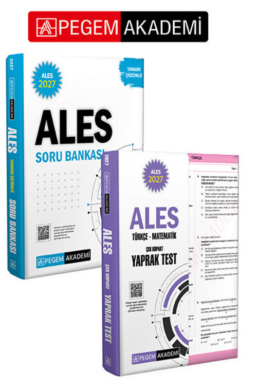 PEGEM AKADEMİ 2027 ALES Tamamı Çözümlü Soru Bankası + 2027 ALES Türkçe-Matematik Çek Kopart Yaprak T