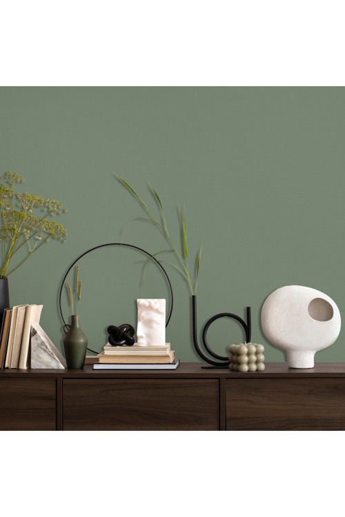 Modern Düz Desen Duvar Kağıdı | HUE 24203-9, Yeşil, Elyaf Taban (Non-Woven) - 16.5 m²