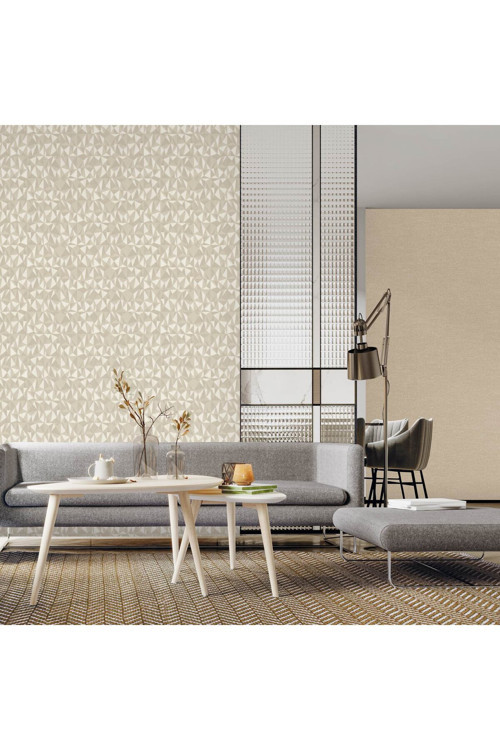 Modern Geometrik Desen Duvar Kağıdı | OMEGA 23204-2, Krem, Elyaf Taban (Non-Woven) - 16.5 m²