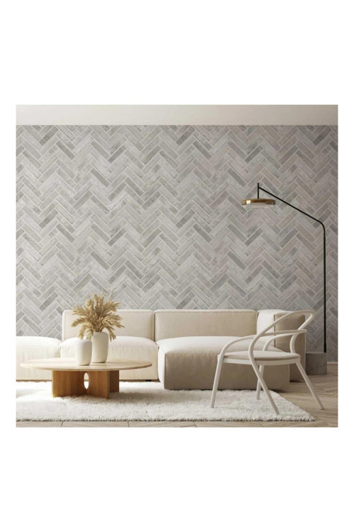 Modern Tuğla Desen Duvar Kağıdı | ROKA 23105-1, Beyaz, Elyaf Taban (Non-Woven) - 16.5 m²
