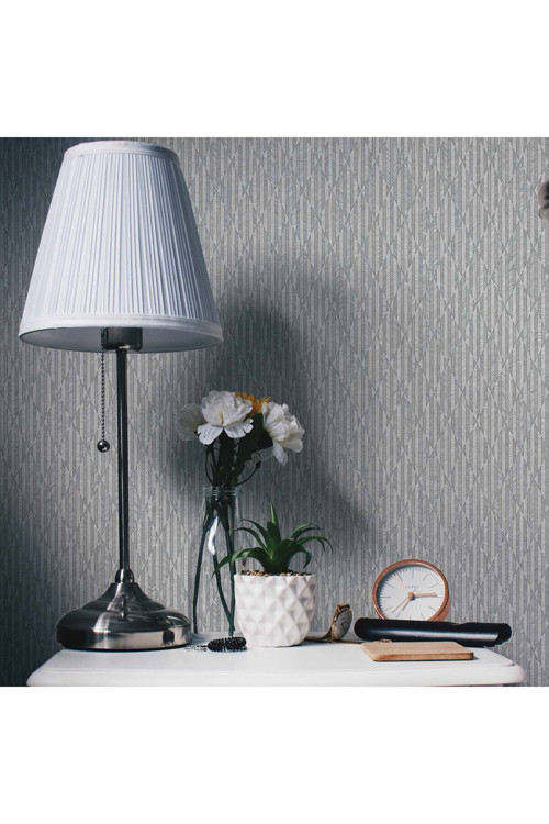 Çizgili Geometrik Desen Duvar Kağıdı | OMEGA 23205-3, Gri, Elyaf Taban (Non-Woven) - 16.5 m²