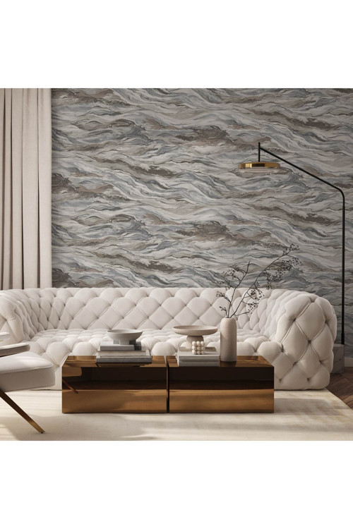 Modern Mermer Desen Duvar Kağıdı | OMEGA 23207-4, Gri, Elyaf Taban (Non-Woven) - 16.5 m²