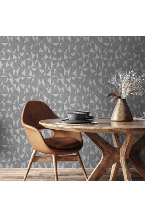 Modern Geometrik Desen Duvar Kağıdı | OMEGA 23204-3, Gri, Elyaf Taban (Non-Woven) - 16.5 m²