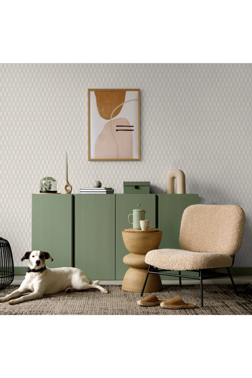 Altıgen Geometrik Desen Duvar Kağıdı | OMEGA 23208-2, Krem, Elyaf Taban (Non-Woven) - 16.5 m²