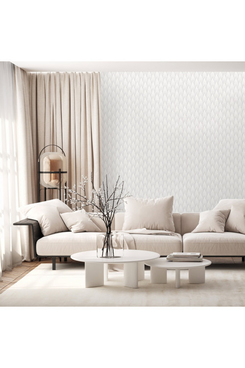 Geometric Desen Duvar Kağıdı | OMEGA 23202-1, Beyaz, Elyaf Taban (Non-Woven) - 16.5 m²