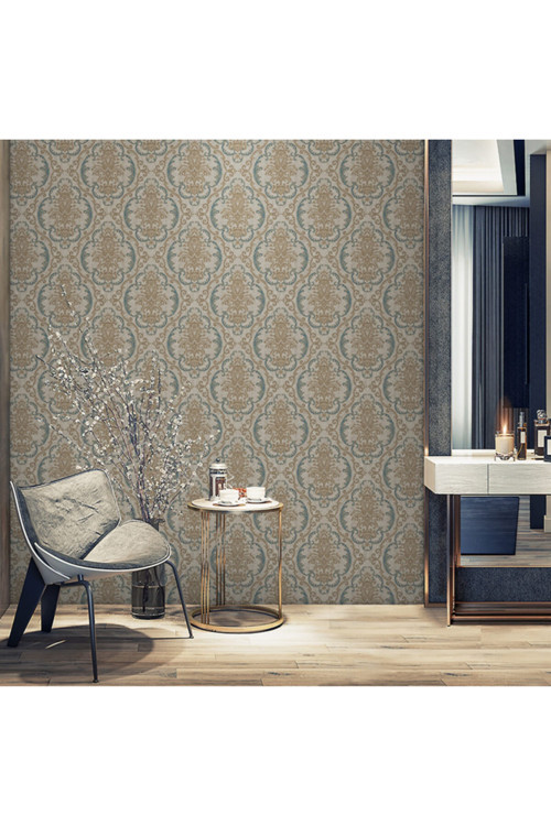Eternal Glory Design Wallpaper - Damask Duvar Kağıdı | ROCOCO 1312-3/15, Koyu, Kahverengi, Mavi, Elyaf Taban (Non-Woven) - 16.5 m²