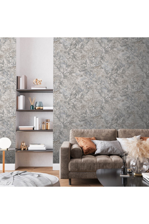 Modern Taş Desen Duvar Kağıdı | ROKA 23101-3, Gri, Elyaf Taban (Non-Woven) - 16.5 m²
