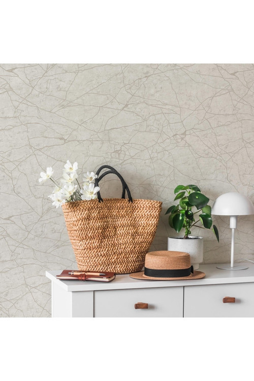 Modern Çizgisel Desen Duvar Kağıdı | ROKA 23107-2, Krem, Elyaf Taban (Non-Woven) - 16.5 m²