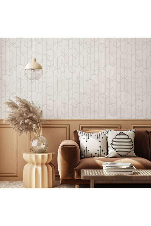 Modern Geometrik Desen Duvar Kağıdı | VERA 1514-1, Beyaz, Elyaf Taban (Non-Woven) - 16.5 m²