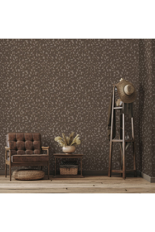 Modern Geometrik Desen Duvar Kağıdı | VERA 1512-4, Koyu Kahverengi, Elyaf Taban (Non-Woven) - 16.5 m²
