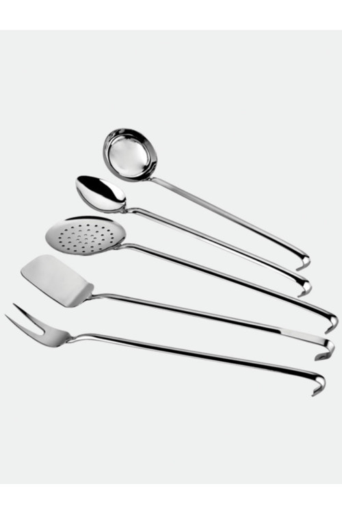 Lokanta Kepçe Kevgir Çatal Kaşık Spatula Sanayi Boy 5'li Endüstriyel Set No:1