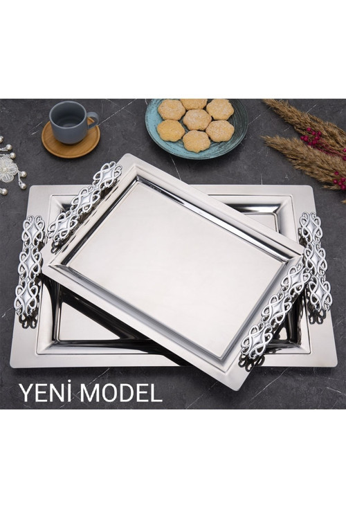 Mercan Perla 2'li Ikramlık Sunumluk Servis Ve Çay Tepsisi