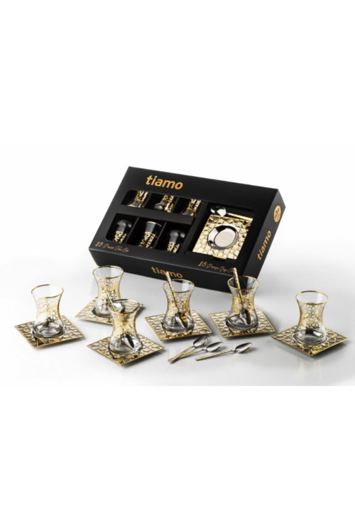 Gold 18 Parça Bardaklı Çay Seti