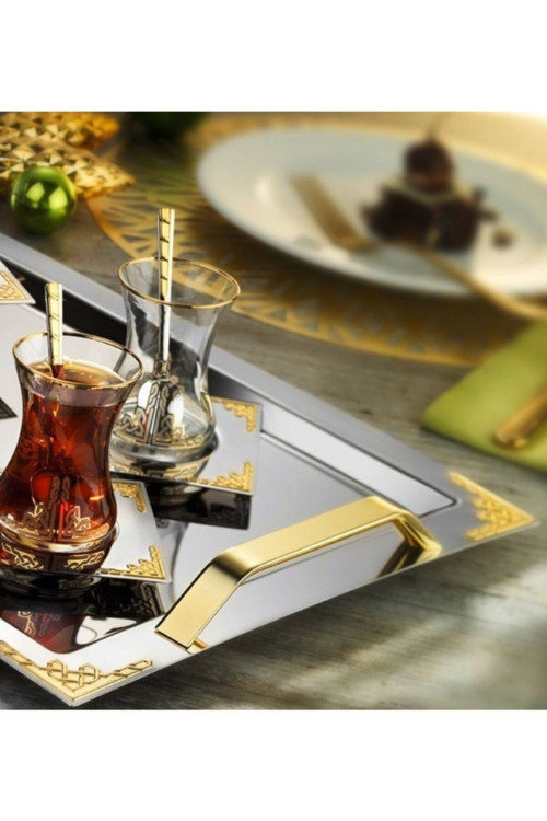 37 Parça Hürrem Gold Çay Seti 18/10 Paslanmaz Çelik
