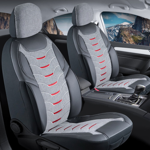 Ford Focus Titanium Stil Uyumlu Lüx Deri Detaylı Keten Oto Koltuk Kılıfı Ön Arka Takım Erciyes FÜME